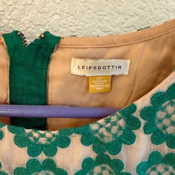 Anthropologie Green Floral Sheer Blouse - Picture 2 of 4